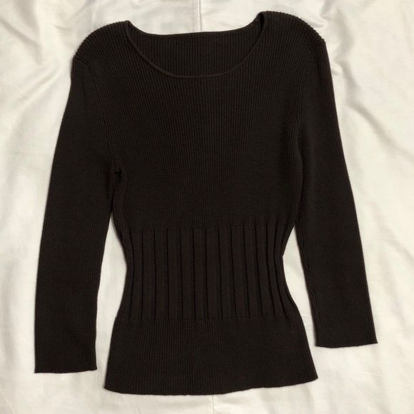 Ribbed Sweater for Women Crew Neck Brown Size Small - Picture 5 of 7